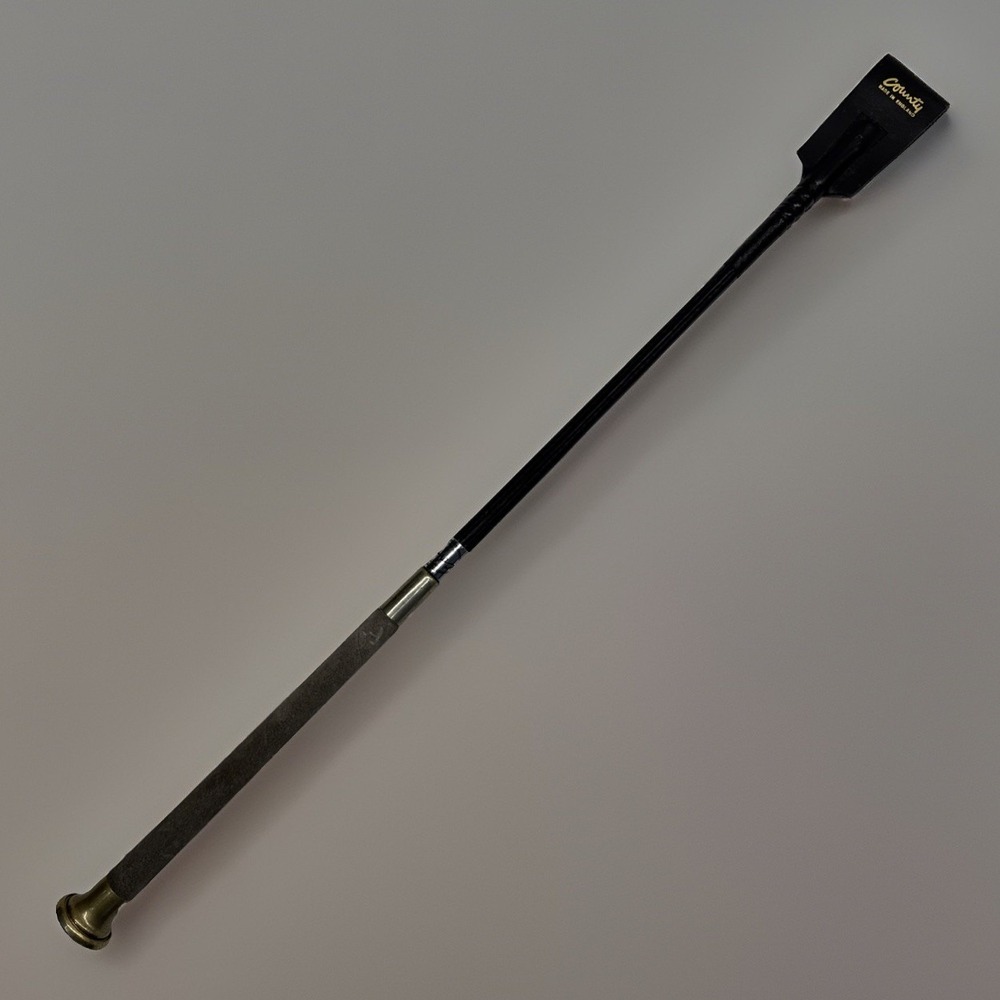 Vintage County Handmade Equestrian Black Leather Riding Crop Whip 20.5" England
